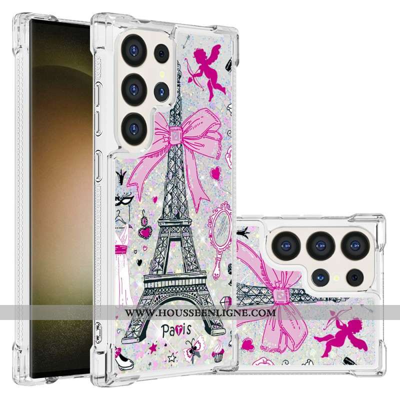 Coque Samsung Galaxy S24 Ultra 5G Paillettes Tour Eiffel