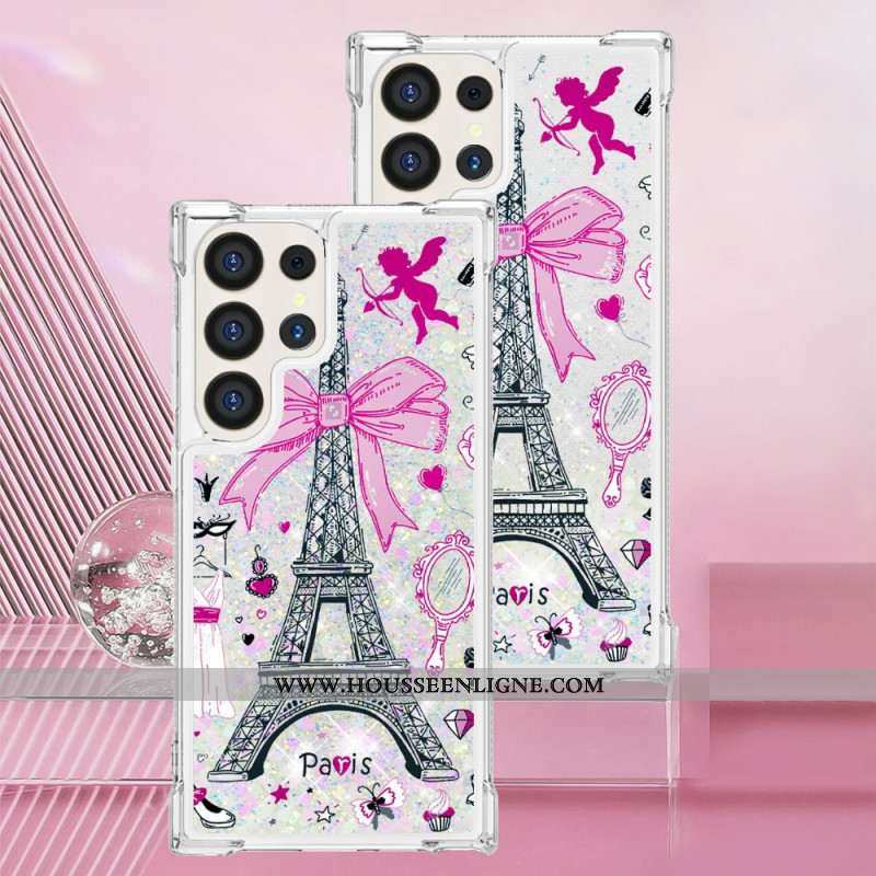 Coque Samsung Galaxy S24 Ultra 5G Paillettes Tour Eiffel