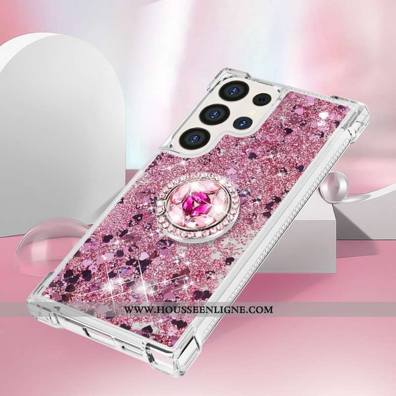 Coque Samsung Galaxy S24 Ultra 5G Paillettes avec Anneau-Support