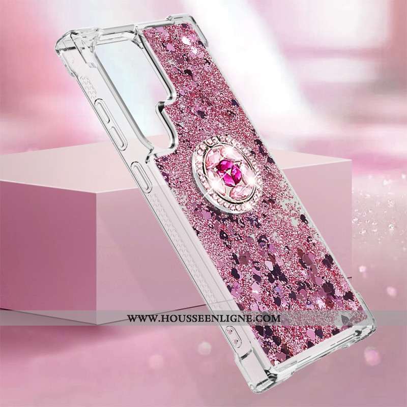 Coque Samsung Galaxy S24 Ultra 5G Paillettes avec Anneau-Support