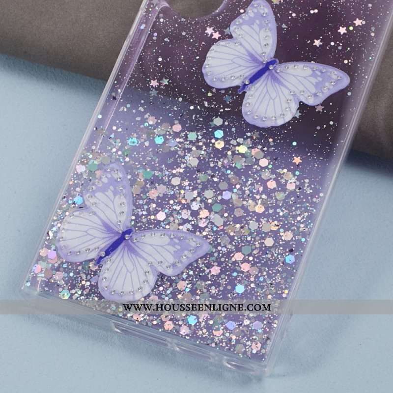 Coque Samsung Galaxy S24 Ultra 5G Paillettes avec Papillons