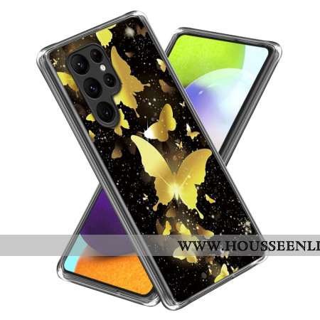 Coque Samsung Galaxy S24 Ultra 5G Papillons Dorés