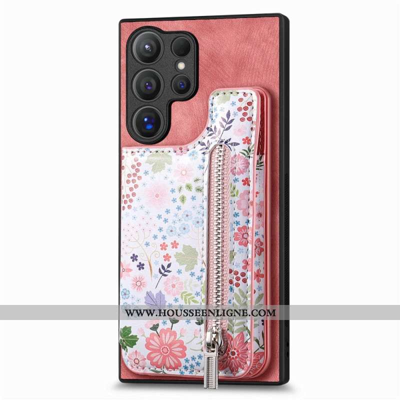 Coque Samsung Galaxy S24 Ultra 5G Portefeuille Intégré Florale