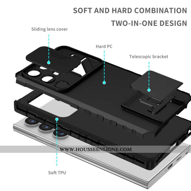 Coque Samsung Galaxy S24 Ultra 5G Support et Protection Lentilles