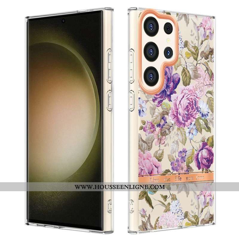 Coque Samsung Galaxy S24 Ultra 5G avec Motif Floral