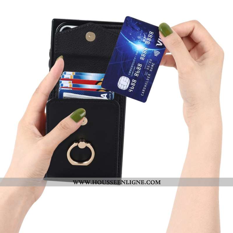 Coque Samsung Galaxy S24 Ultra 5G avec Porte-Cartes Accordéon et Blocage RFID