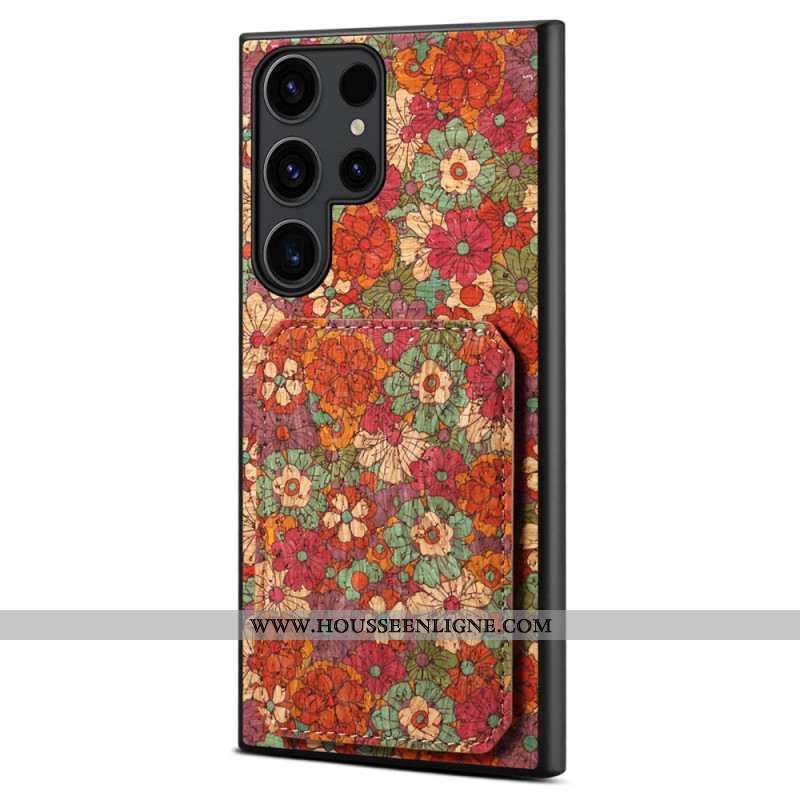 Coque Samsung Galaxy S24 Ultra 5G avec Porte-Cartes Florale