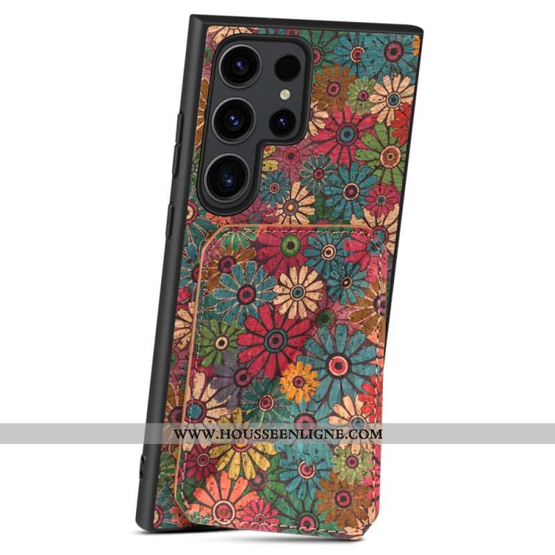 Coque Samsung Galaxy S24 Ultra 5G avec Porte-Cartes Florale