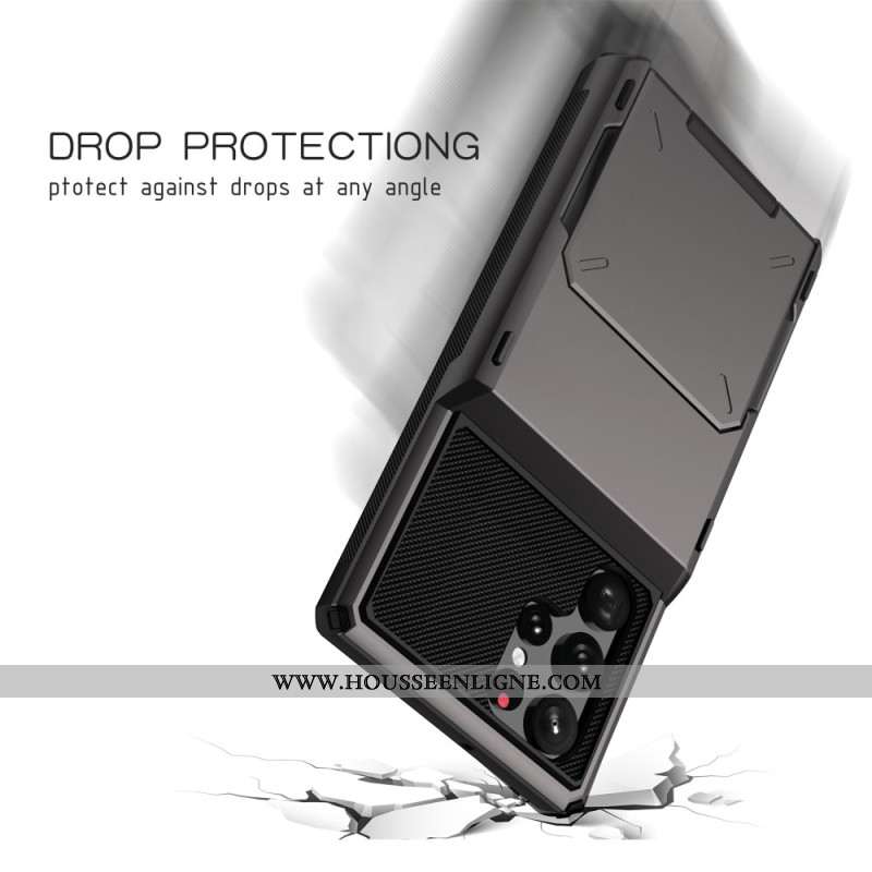 Coque Samsung Galaxy S24 Ultra 5G avec Porte-Cartes Rabattable