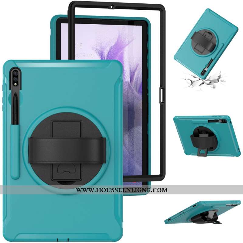 Coque Samsung Galaxy Tab S9 FE Plus / S9 Plus / S8 Plus / S7 Plus / S7 FE Support Rotatif à et Sangl