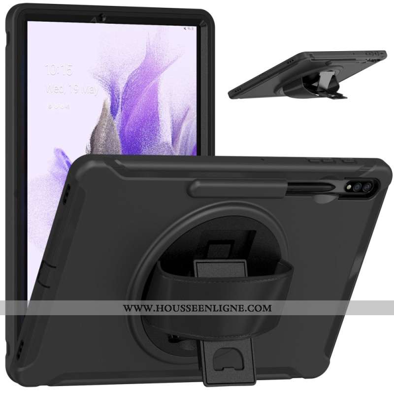 Coque Samsung Galaxy Tab S9 FE Plus / S9 Plus / S8 Plus / S7 Plus / S7 FE Support Rotatif à et Sangl