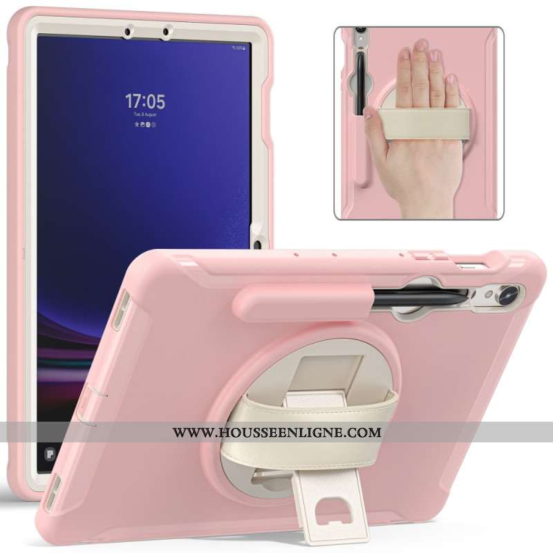 Coque Samsung Galaxy Tab S9 FE/S9/S8/S7 Sangle Support et Porte-Stylet