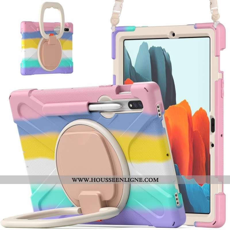 Coque Samsung Galaxy Tab S9 FE / S9 / S8 / S7 Support Rotatif et Bandoulière