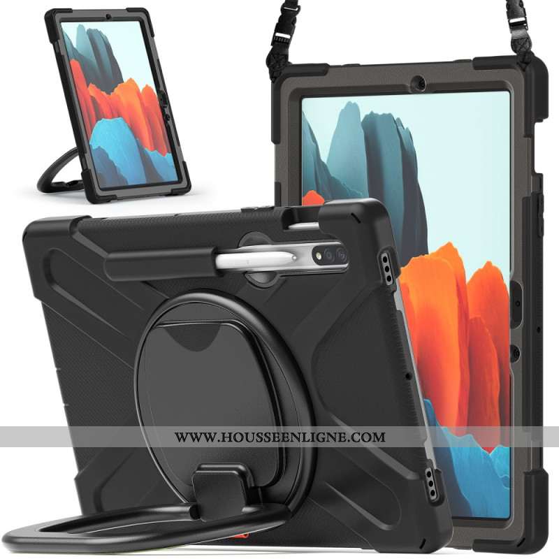 Coque Samsung Galaxy Tab S9 FE / S9 / S8 / S7 Support Rotatif et Bandoulière