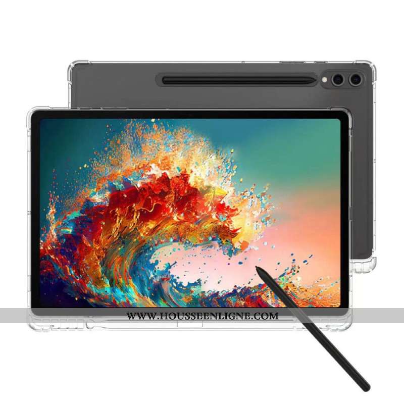 Coque Samsung Galaxy Tab S9 Plus Transparente avec Coins Renforcés et Porte-Stylet