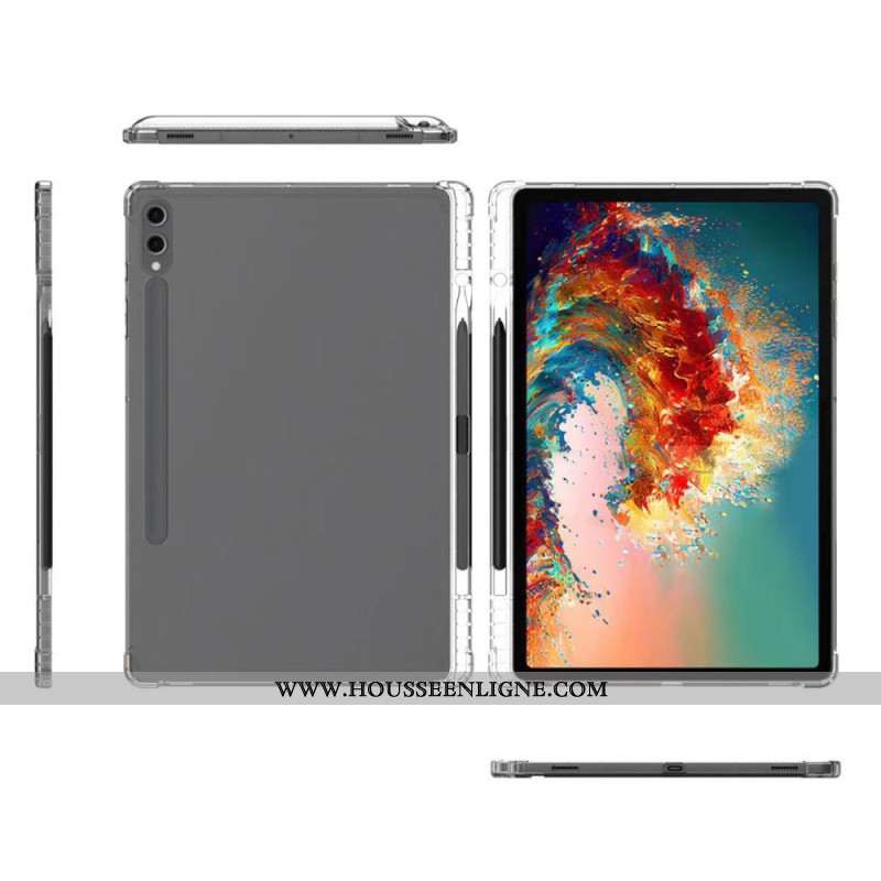 Coque Samsung Galaxy Tab S9 Plus Transparente avec Coins Renforcés et Porte-Stylet