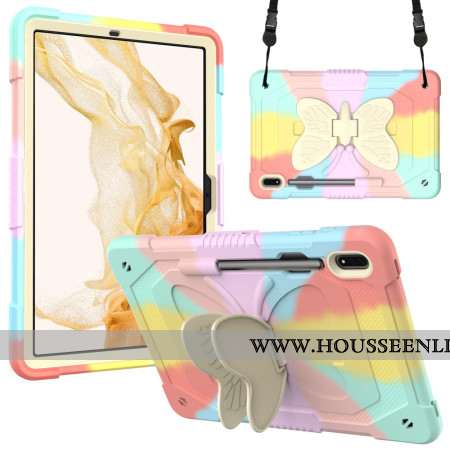 Coque Samsung Galaxy Tab S9 Support Papillon et bandoulière