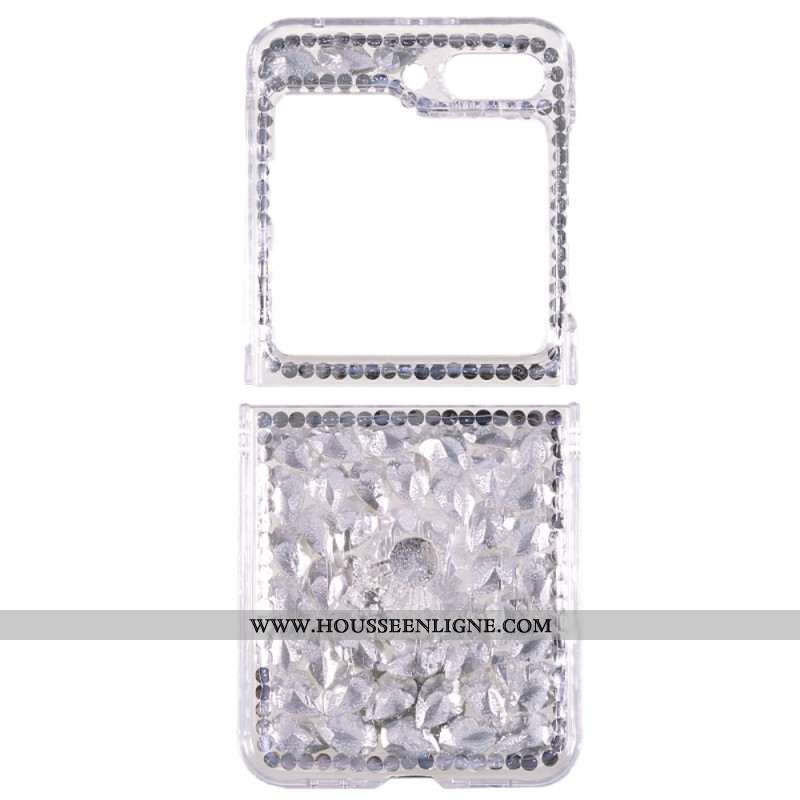 Coque Samsung Galaxy Z Flip 5 Breloques Rose Blanche