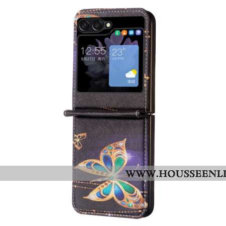 Coque Samsung Galaxy Z Flip 5 Papillons Dorés