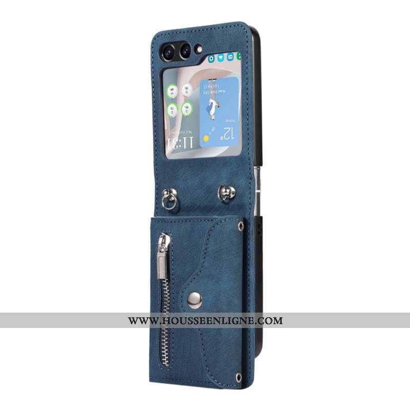 Coque Samsung Galaxy Z Flip 5 Portefeuille avec Bandoulière