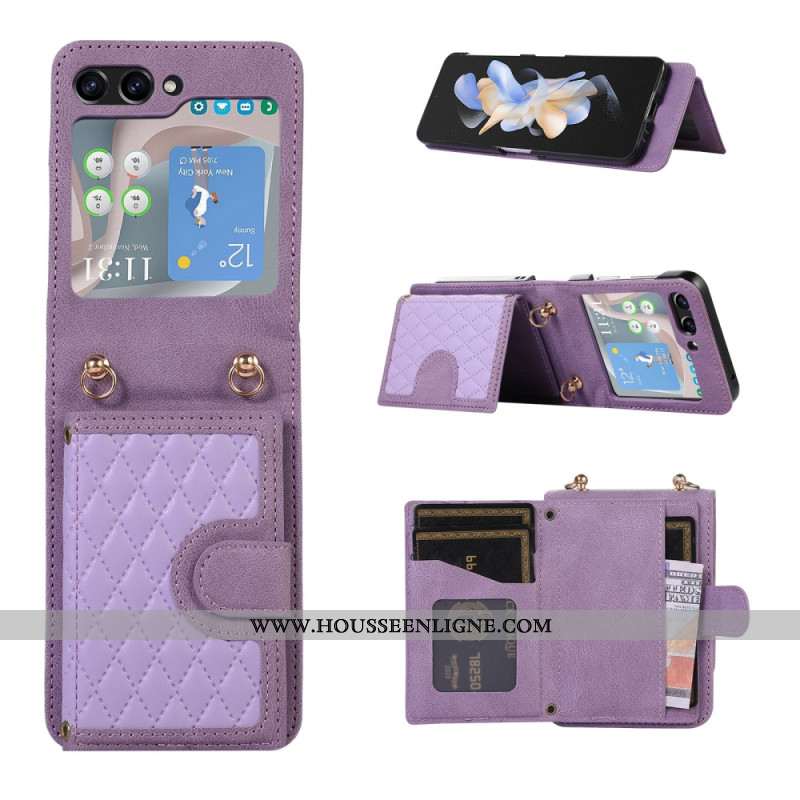 Coque Samsung Galaxy Z Flip 5 Portefeuille et Bandoulière