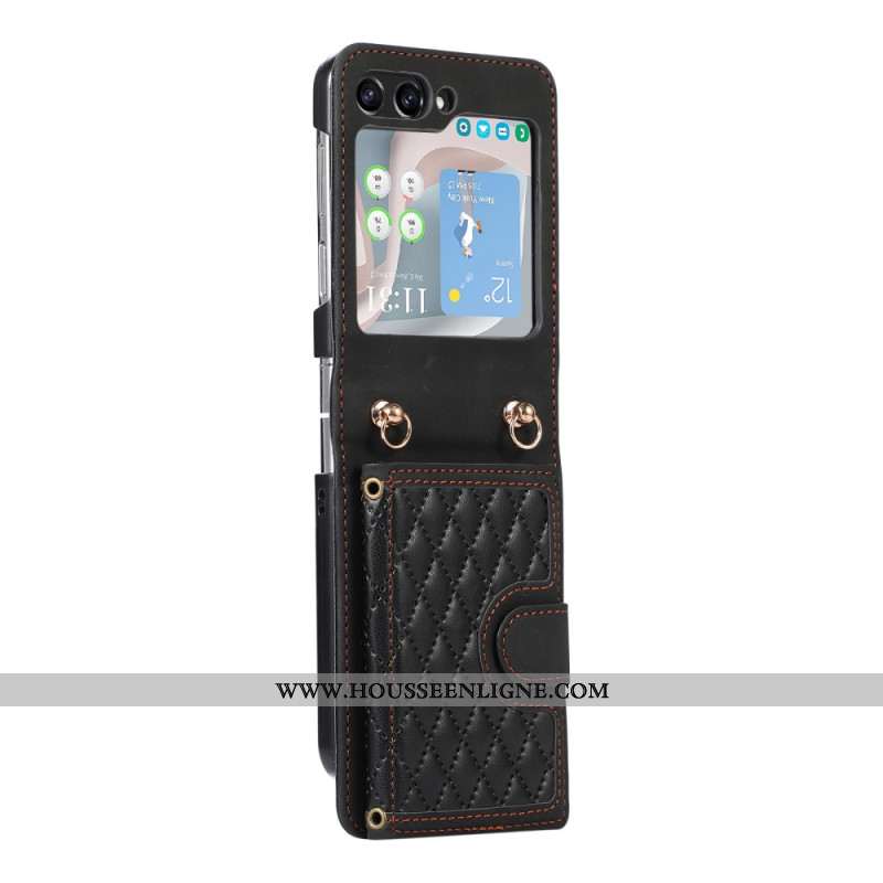 Coque Samsung Galaxy Z Flip 5 Portefeuille et Bandoulière