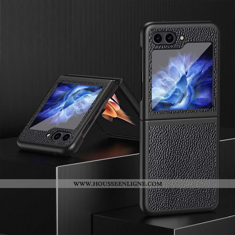 Coque Samsung Galaxy Z Flip 5 Simili Cuir Litchi Classique