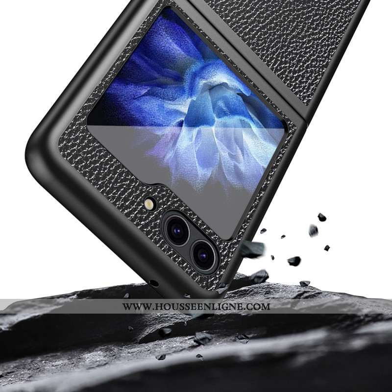 Coque Samsung Galaxy Z Flip 5 Simili Cuir Litchi Classique