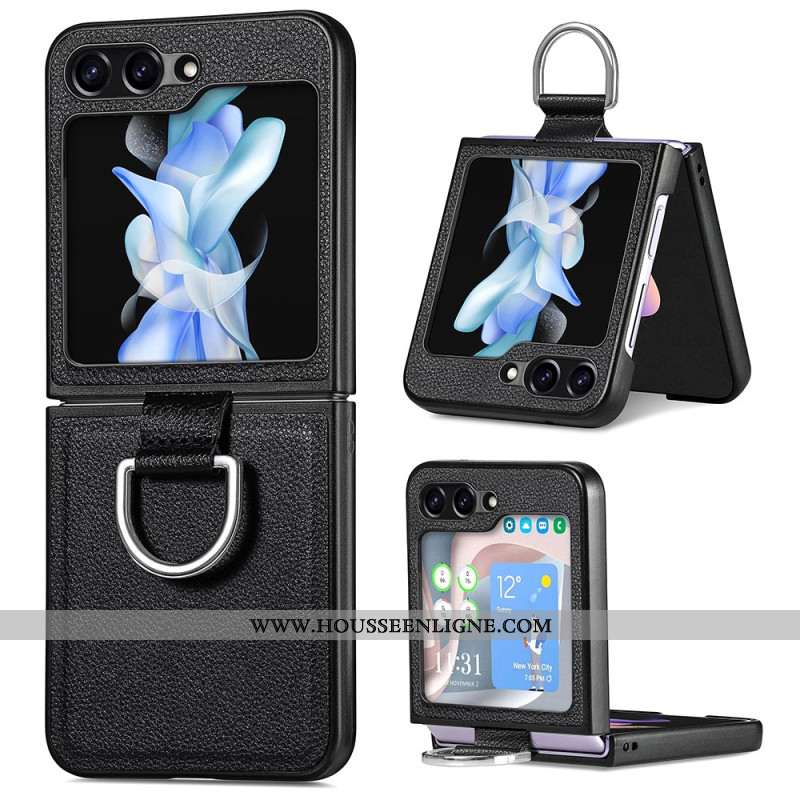 Coque Samsung Galaxy Z Flip 5 Style Cuir avec Anneau