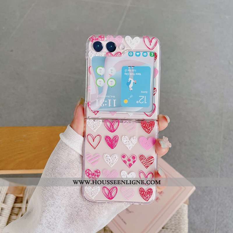 Coque Samsung Galaxy Z Flip 5 Transparente Coeurs