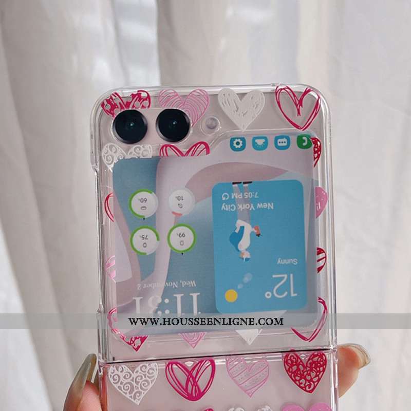 Coque Samsung Galaxy Z Flip 5 Transparente Coeurs