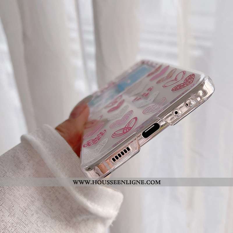 Coque Samsung Galaxy Z Flip 5 Transparente Coeurs