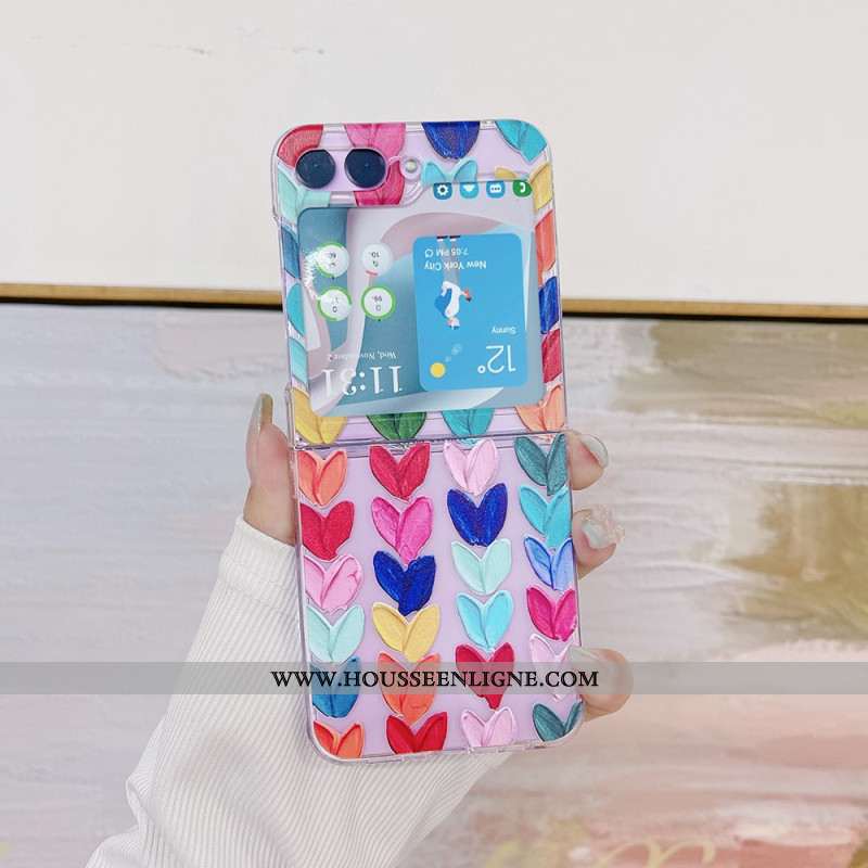 Coque Samsung Galaxy Z Flip 5 Transparente Coeurs