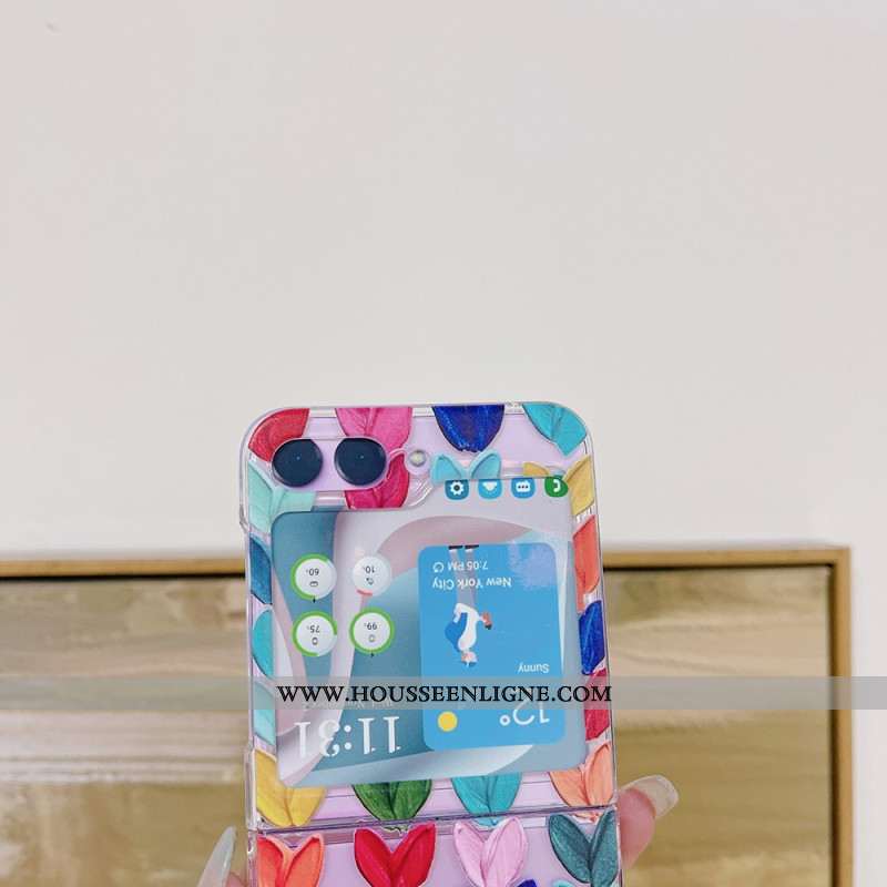 Coque Samsung Galaxy Z Flip 5 Transparente Coeurs