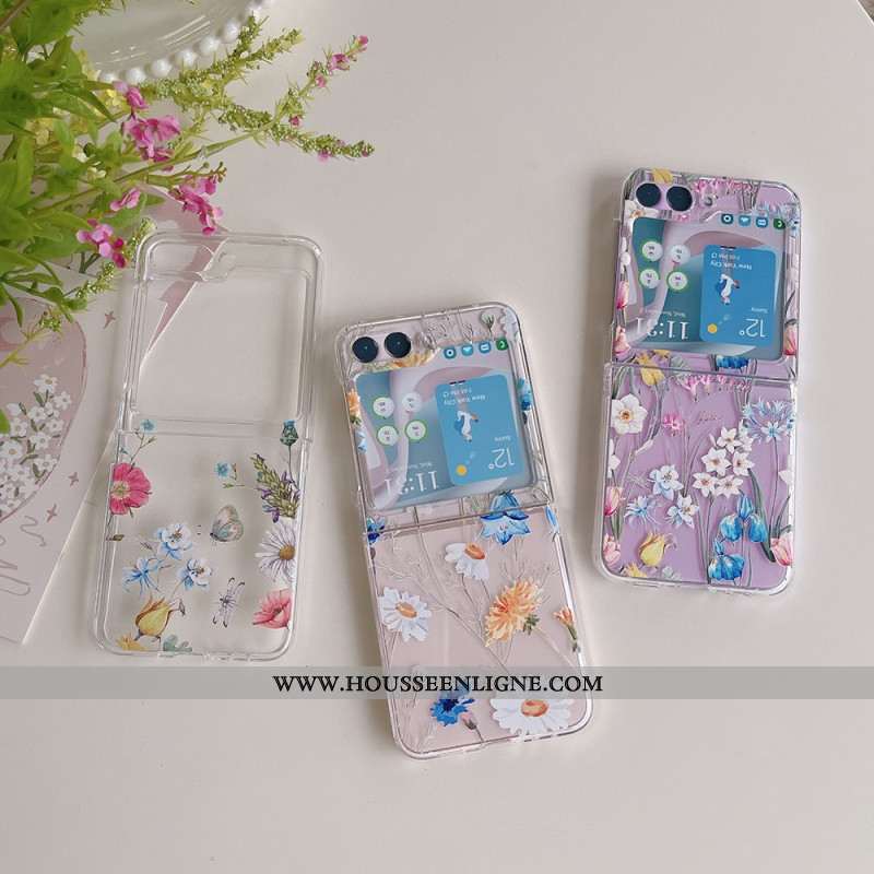 Coque Samsung Galaxy Z Flip 5 Transparente Fleurettes