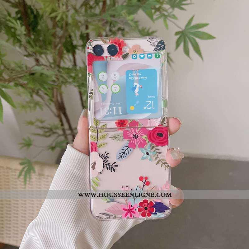 Coque Samsung Galaxy Z Flip 5 Transparente Fleurs