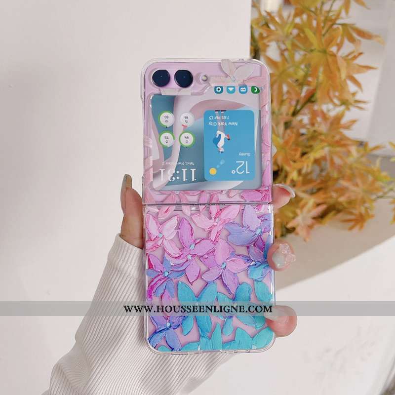 Coque Samsung Galaxy Z Flip 5 Transparente Fleurs Graphiques