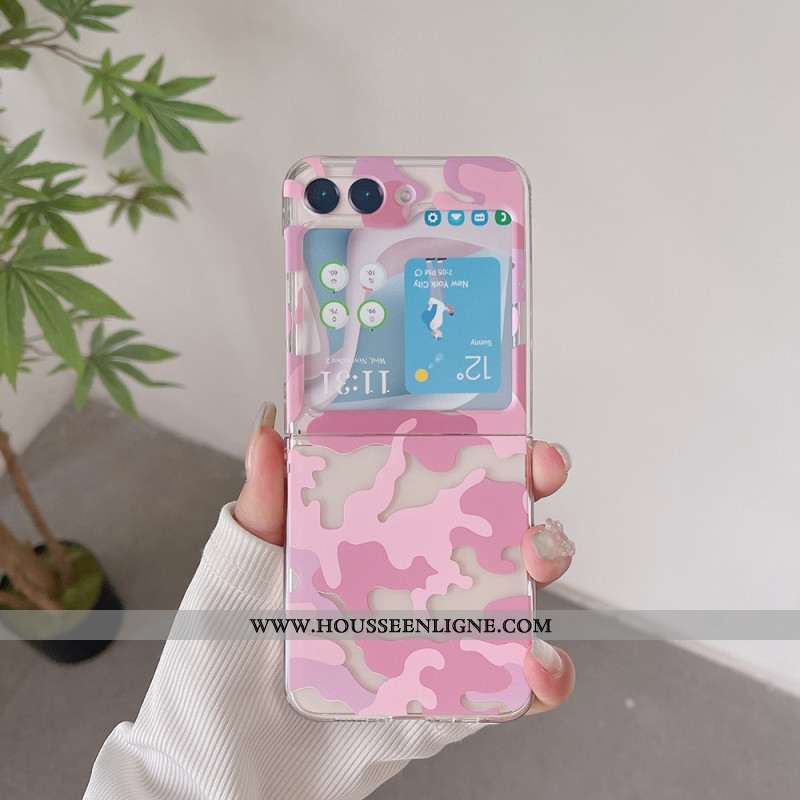 Coque Samsung Galaxy Z Flip 5 Transparente Motif Camouflage