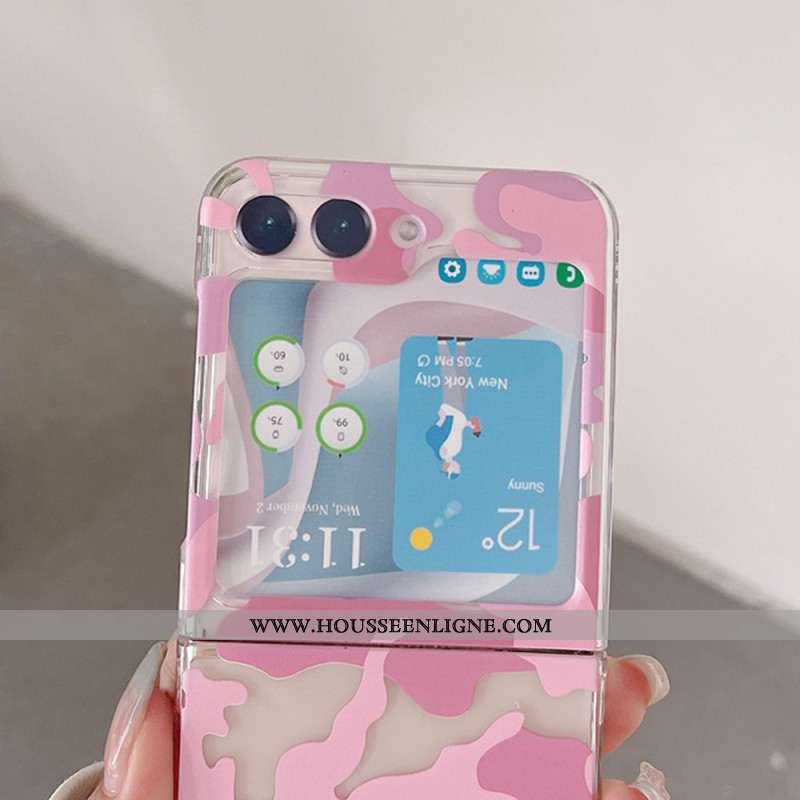 Coque Samsung Galaxy Z Flip 5 Transparente Motif Camouflage