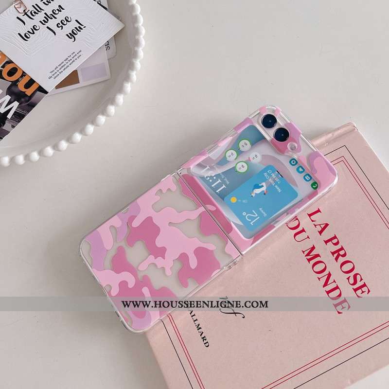 Coque Samsung Galaxy Z Flip 5 Transparente Motif Camouflage