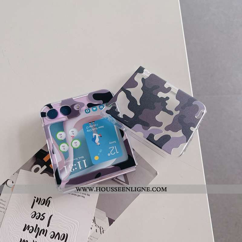 Coque Samsung Galaxy Z Flip 5 Transparente Motif Camouflage