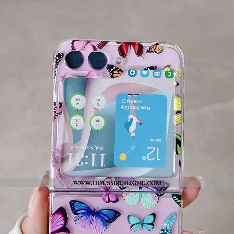 Coque Samsung Galaxy Z Flip 5 Transparente Papillons Colorés