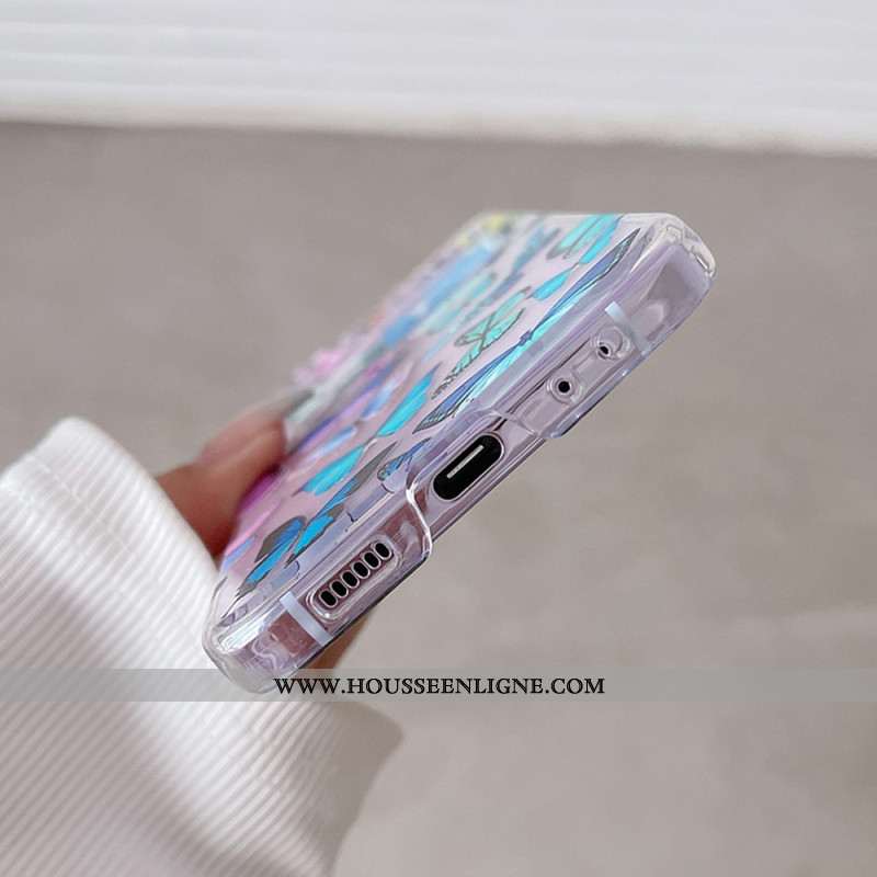 Coque Samsung Galaxy Z Flip 5 Transparente Papillons Colorés