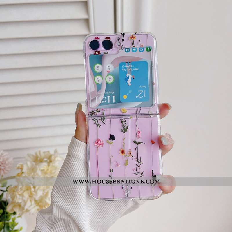 Coque Samsung Galaxy Z Flip 5 Transparente Petites Fleurs