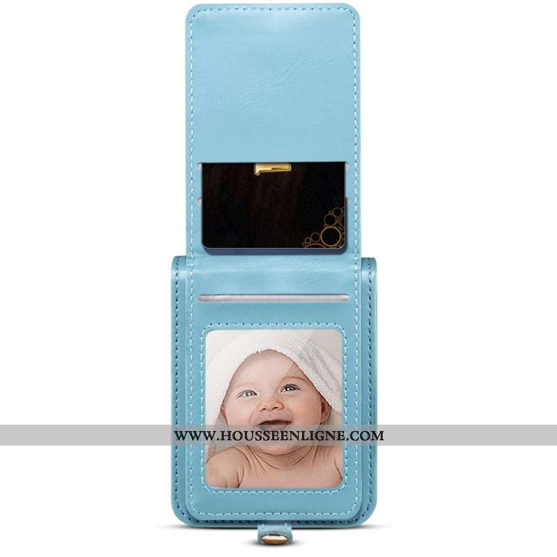 Coque Samsung Galaxy Z Flip 6 5G Porte-Cartes et Bandoulière Marbré