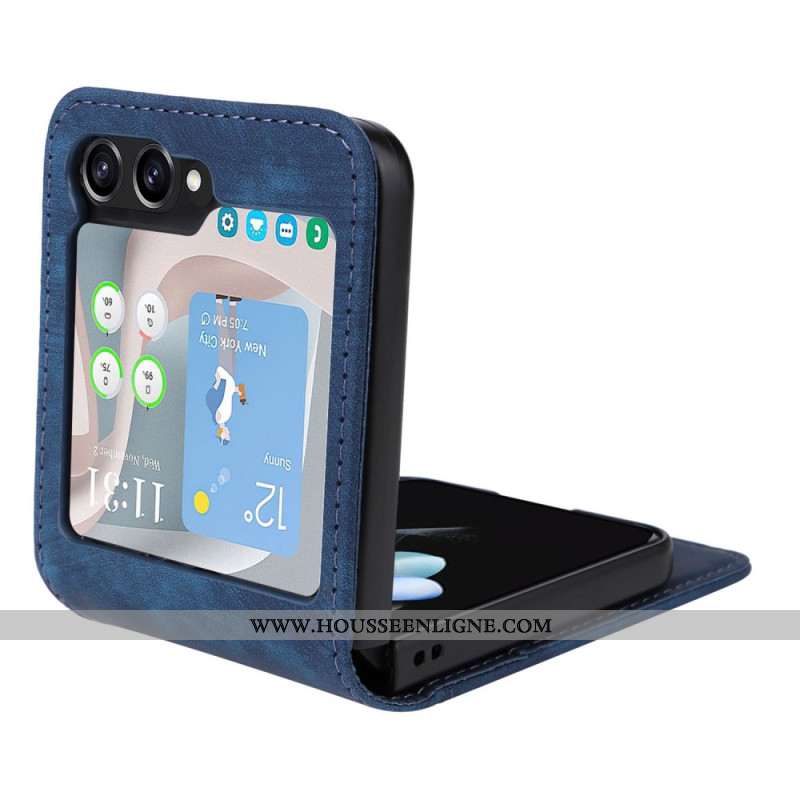 Coque Samsung Galaxy Z Flip 6 Effet Cuir Porte-Cartes