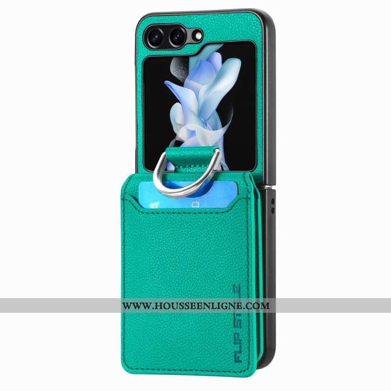 Coque Samsung Galaxy Z Flip 6 Porte-Cartes Support et Anneau