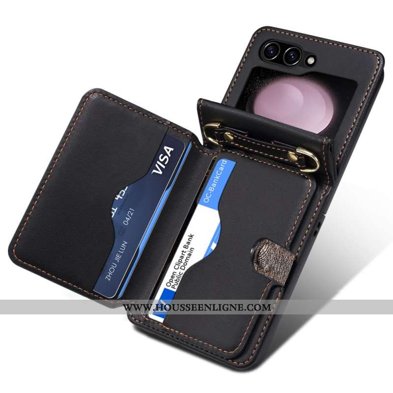 Coque Samsung Galaxy Z Flip 6 Porte-Cartes et Lanière