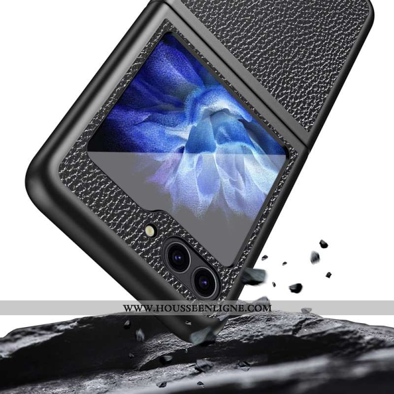 Coque Samsung Galaxy Z Flip 6 Simili Cuir Litchi