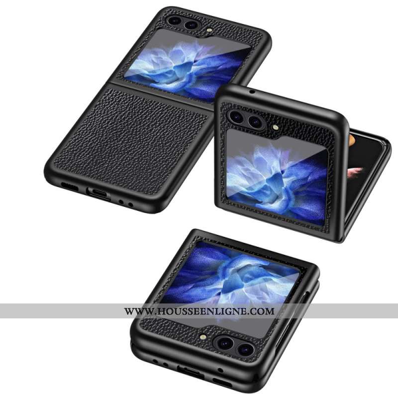 Coque Samsung Galaxy Z Flip 6 Simili Cuir Litchi